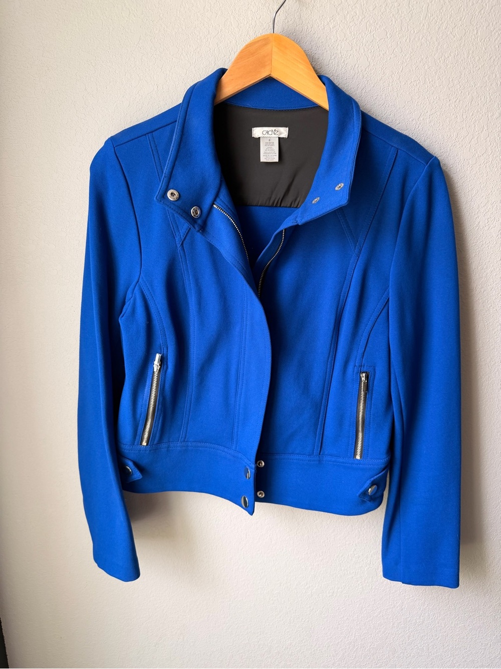 Cache Electric Blue Moto-Style Zip Jacket
